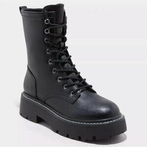 black combat boots
